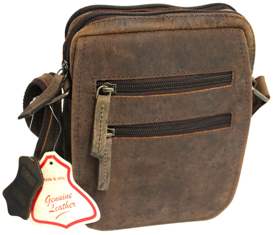 Full Grain Brown Hunter Leather Shoulder/Crossbody Bag. Style No: 51017