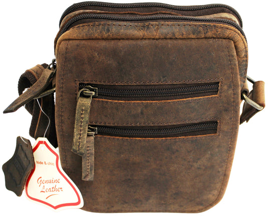 Full Grain Brown Hunter Leather Shoulder/Crossbody Bag. Style No: 51017