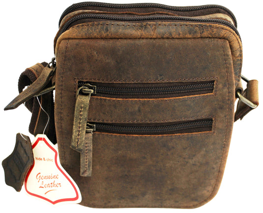 Full Grain Brown Hunter Leather Shoulder/Crossbody Bag. Style No: 51017