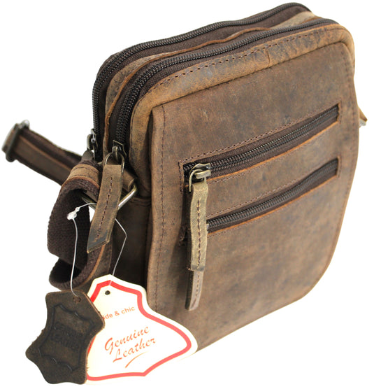 Full Grain Brown Hunter Leather Shoulder/Crossbody Bag. Style No: 51017