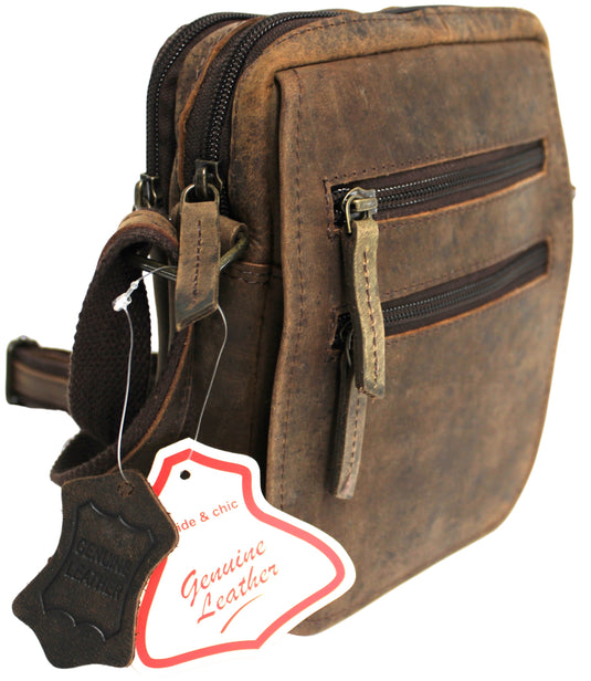 Full Grain Brown Hunter Leather Shoulder/Crossbody Bag. Style No: 51017