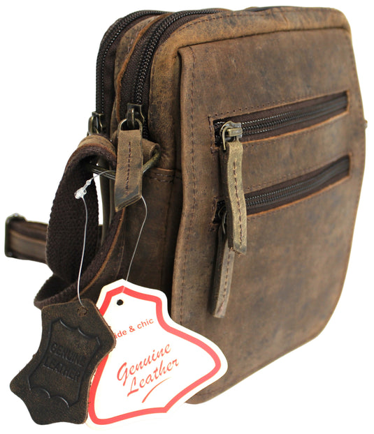 Full Grain Brown Hunter Leather Shoulder/Crossbody Bag. Style No: 51017