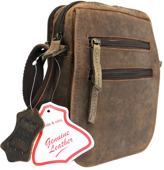 Full Grain Brown Hunter Leather Shoulder/Crossbody Bag. Style No: 51017