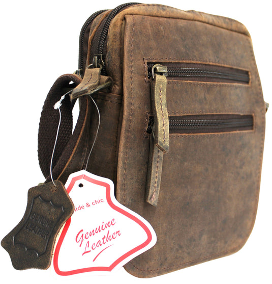 Full Grain Brown Hunter Leather Shoulder/Crossbody Bag. Style No: 51017