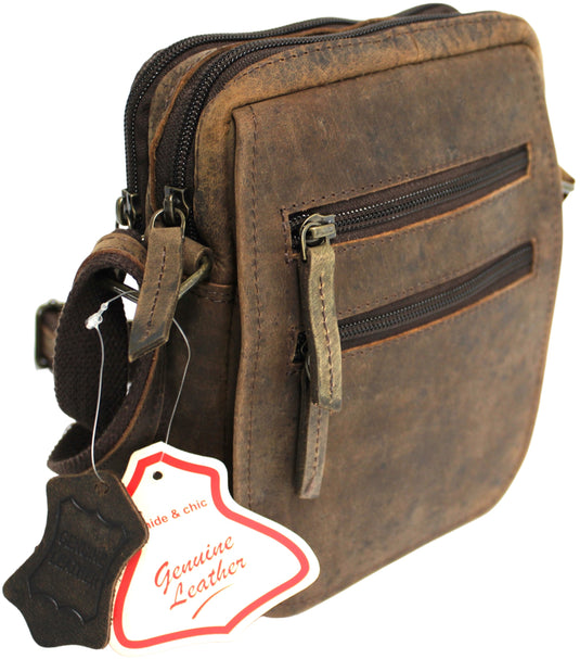 Full Grain Brown Hunter Leather Shoulder/Crossbody Bag. Style No: 51017