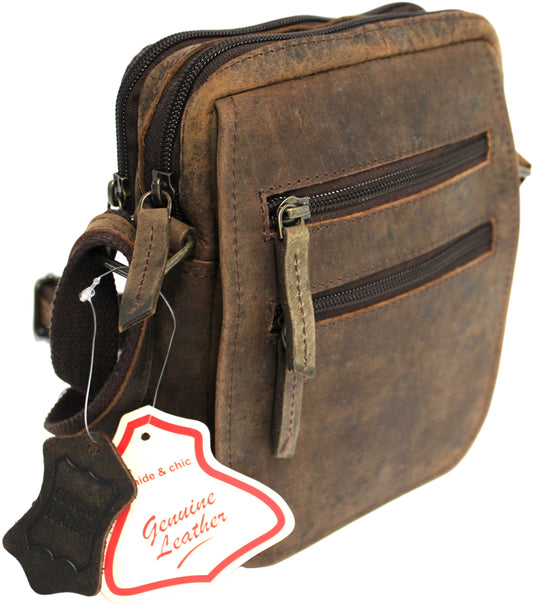 Full Grain Brown Hunter Leather Shoulder/Crossbody Bag. Style No: 51017