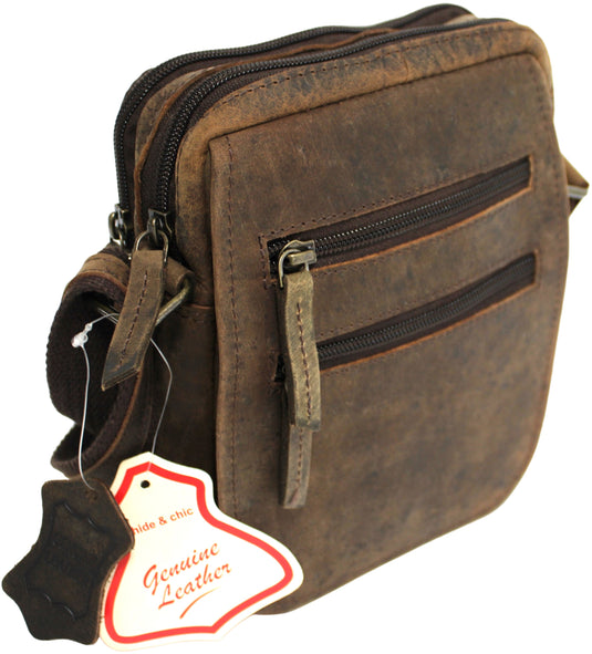 Full Grain Brown Hunter Leather Shoulder/Crossbody Bag. Style No: 51017