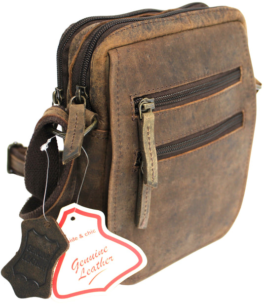 Full Grain Brown Hunter Leather Shoulder/Crossbody Bag. Style No: 51017
