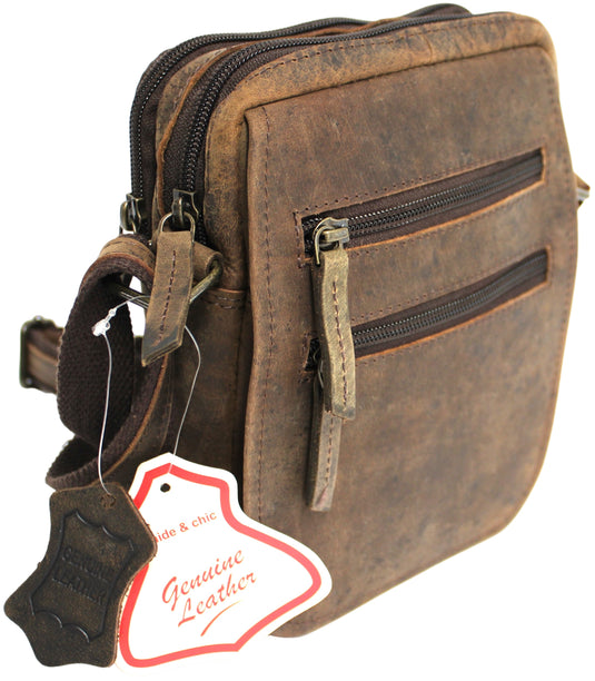 Full Grain Brown Hunter Leather Shoulder/Crossbody Bag. Style No: 51017