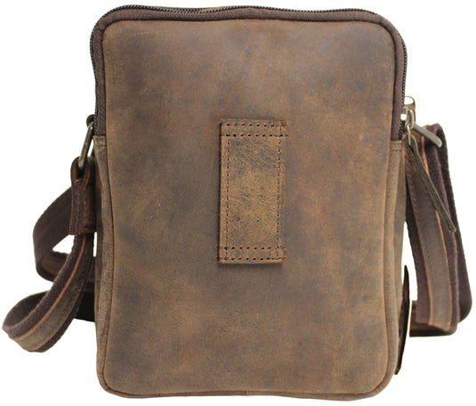 Full Grain Brown Hunter Leather Shoulder/Crossbody Bag. Style No: 51017