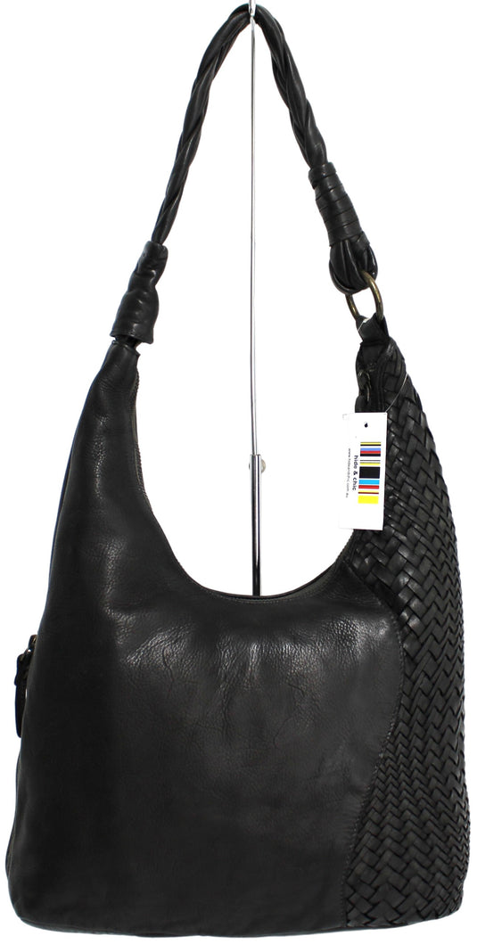 Quality Full Grain Leather Shoulder Bag. Colour: Black. Style No:1815.