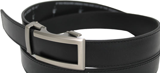 Genuine Leather Ratchet Dress Belt with Automatic Sliding Buckle