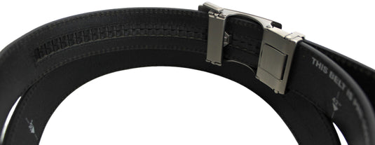 Genuine Leather Ratchet Dress Belt with Automatic Sliding Buckle