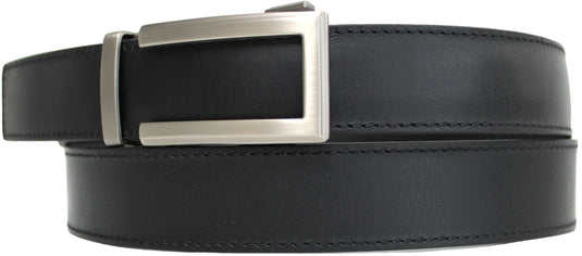 Genuine Leather Ratchet Dress Belt with Automatic Sliding Buckle