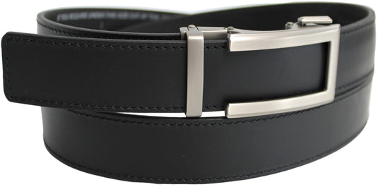 Genuine Leather Ratchet Dress Belt with Automatic Sliding Buckle