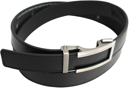 Genuine Leather Ratchet Dress Belt with Automatic Sliding Buckle