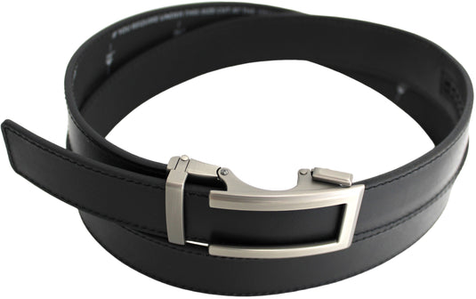 Genuine Leather Ratchet Dress Belt with Automatic Sliding Buckle