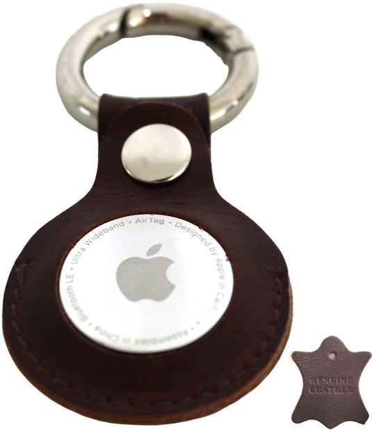 Genuine Leather Apple Air Tag Holder for Key Ring