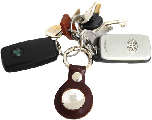 Genuine Leather Apple Air Tag Holder for Key Ring