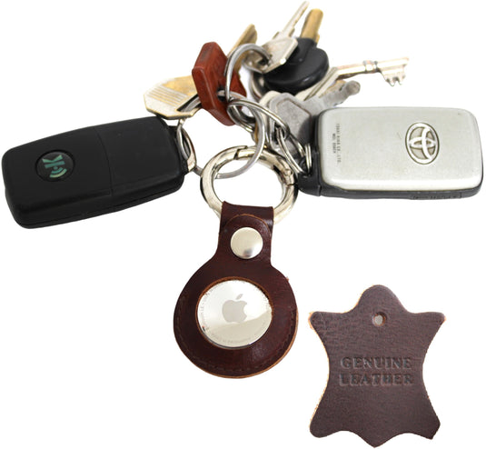 Genuine Leather Apple Air Tag Holder for Key Ring