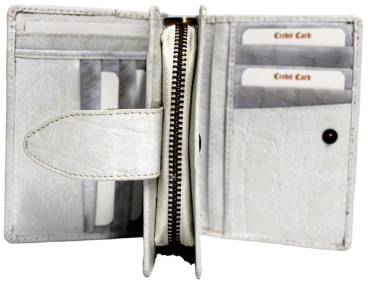 Quality Full Grain Genuine Leather Purse. Colour: White.