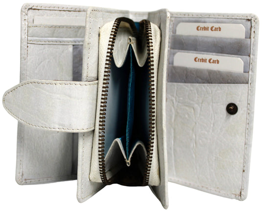 Quality Full Grain Genuine Leather Purse. Colour: White.