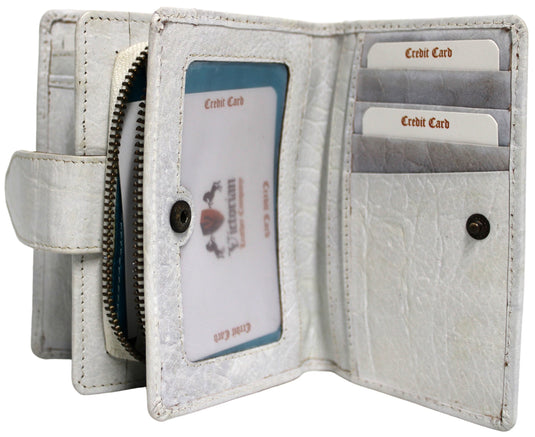 Quality Full Grain Genuine Leather Purse. Colour: White.