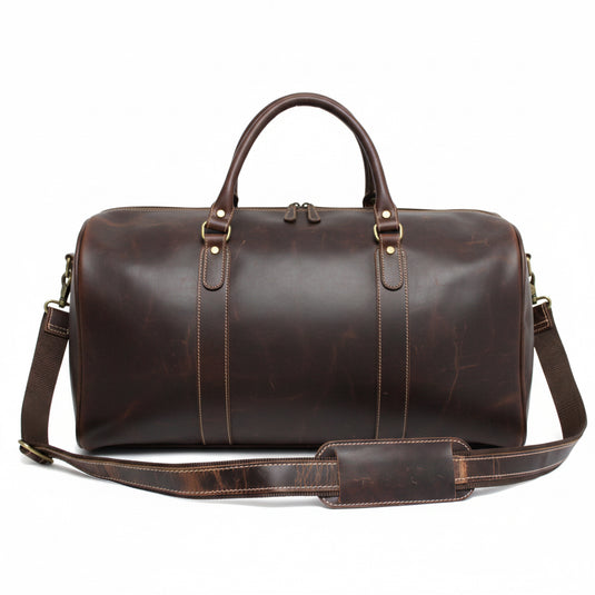 Quality Full Grain Genuine Leather Travel Bag with Adjustable Shoulder Strap