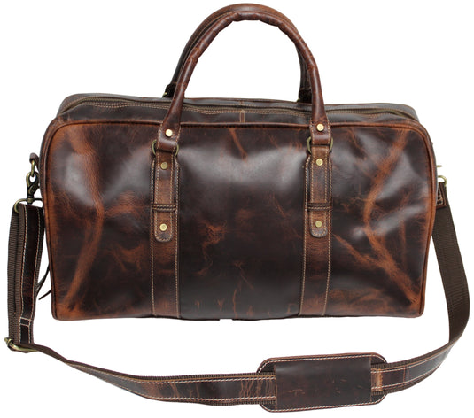 Quality Full Grain Genuine Leather Travel Bag with Adjustable Shoulder Strap. FREE Leather Apple Air-tag Holder.