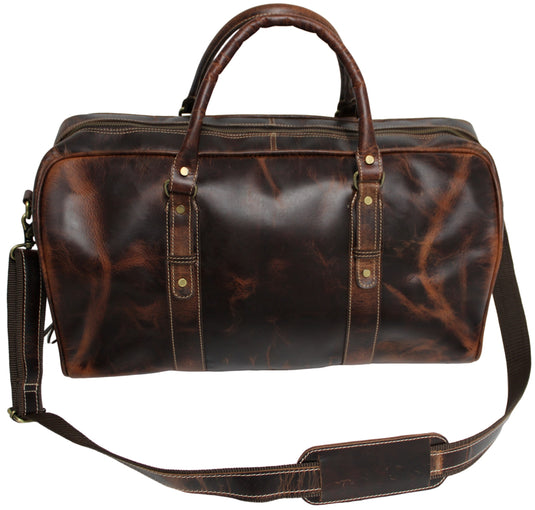 Quality Full Grain Genuine Leather Travel Bag with Adjustable Shoulder Strap. FREE Leather Apple Air-tag Holder.