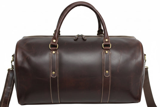 Quality Full Grain Genuine Leather Travel Bag with Adjustable Shoulder Strap
