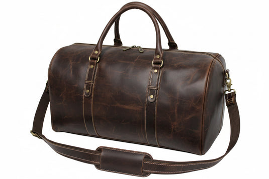 Quality Full Grain Genuine Leather Travel Bag with Adjustable Shoulder Strap