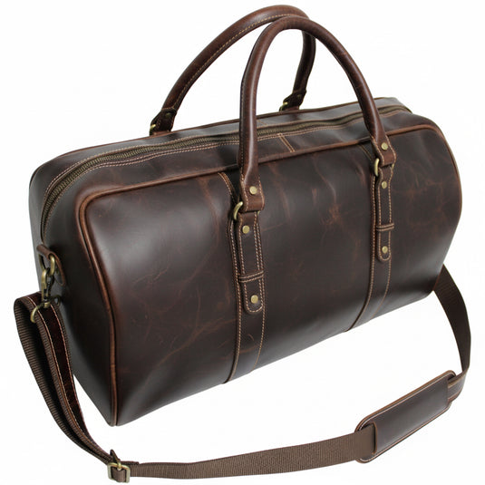 Quality Full Grain Genuine Leather Travel Bag with Adjustable Shoulder Strap
