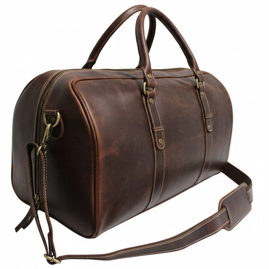 Quality Full Grain Genuine Leather Travel Bag with Adjustable Shoulder Strap