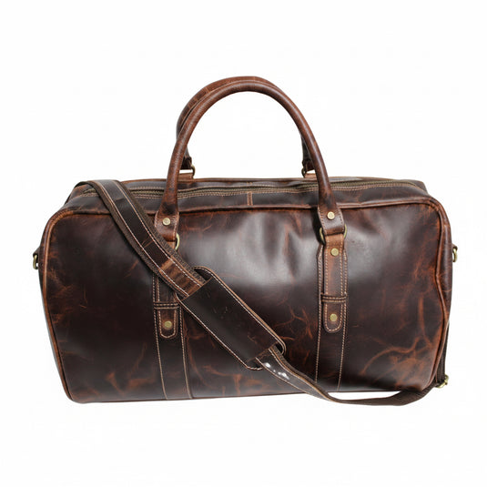 Quality Full Grain Genuine Leather Travel Bag with Adjustable Shoulder Strap
