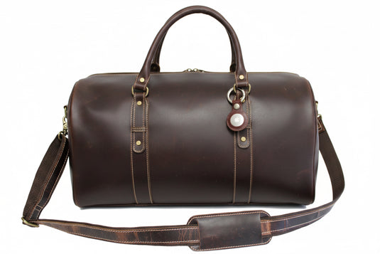 Quality Full Grain Genuine Leather Travel Bag with Adjustable Shoulder Strap