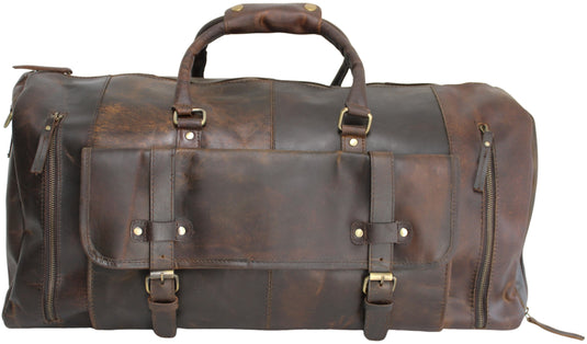 Quality Full Grain Genuine Leather Travel Bag with Adjustable Shoulder Strap. FREE Leather Apple Air-tag Holder.