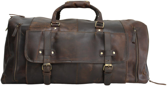 Quality Full Grain Genuine Leather Travel Bag with Adjustable Shoulder Strap. FREE Leather Apple Air-tag Holder.