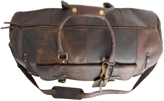 Quality Full Grain Genuine Leather Travel Bag with Adjustable Shoulder Strap. FREE Leather Apple Air-tag Holder.