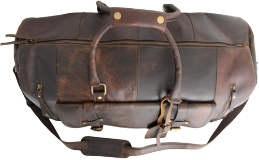 Quality Full Grain Genuine Leather Travel Bag with Adjustable Shoulder Strap. FREE Leather Apple Air-tag Holder.