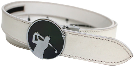Quality Full Grain Leather Golf Belt. Colour: White. Style: 41044.
