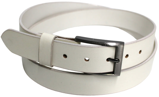 Quality Full Grain Leather Belt. Colour: White. Style No: 41011.
