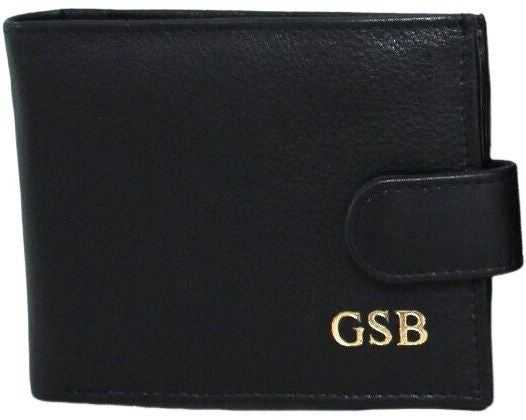 Personalized Monogrammed Wallet. Gold, Silver or Black Embossed. RFID Leather.
