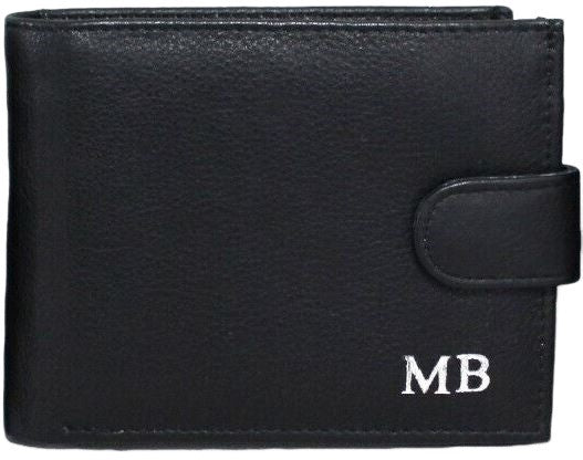 Personalized Monogrammed Wallet. Gold, Silver or Black Embossed. RFID Leather.