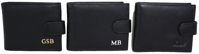Personalized Monogrammed Wallet. Gold, Silver or Black Embossed. RFID Leather.