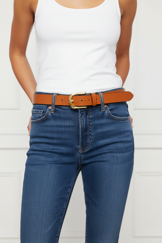 Quality Full Grain Genuine Leather Belt with Gold Buckle. Black, Brown or Tan. 41026. Hide & Chic
