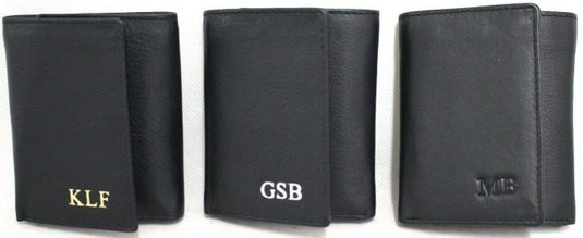 Personalised Monogrammed Wallet in Gold, Silver or Black Embossed. Hide & Chic