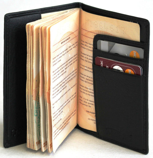 RFID Security Lined Leather Passport Holder Full Grain Cow Hide Leather. Style number: 11017 Hide & Chic