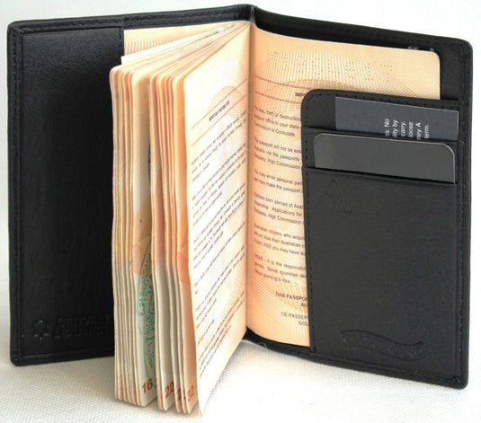 RFID Security Lined Leather Passport Holder Full Grain Cow Hide Leather. Style number: 11017 Hide & Chic