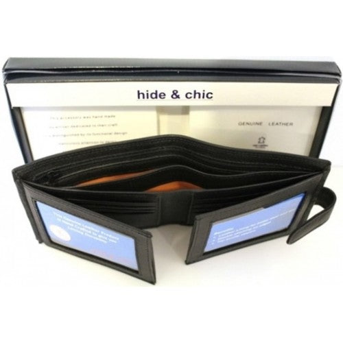 RFID Security Lined Leather Wallet. Full Grain Cow Hide Leather. Style: 11025 Hide & Chic